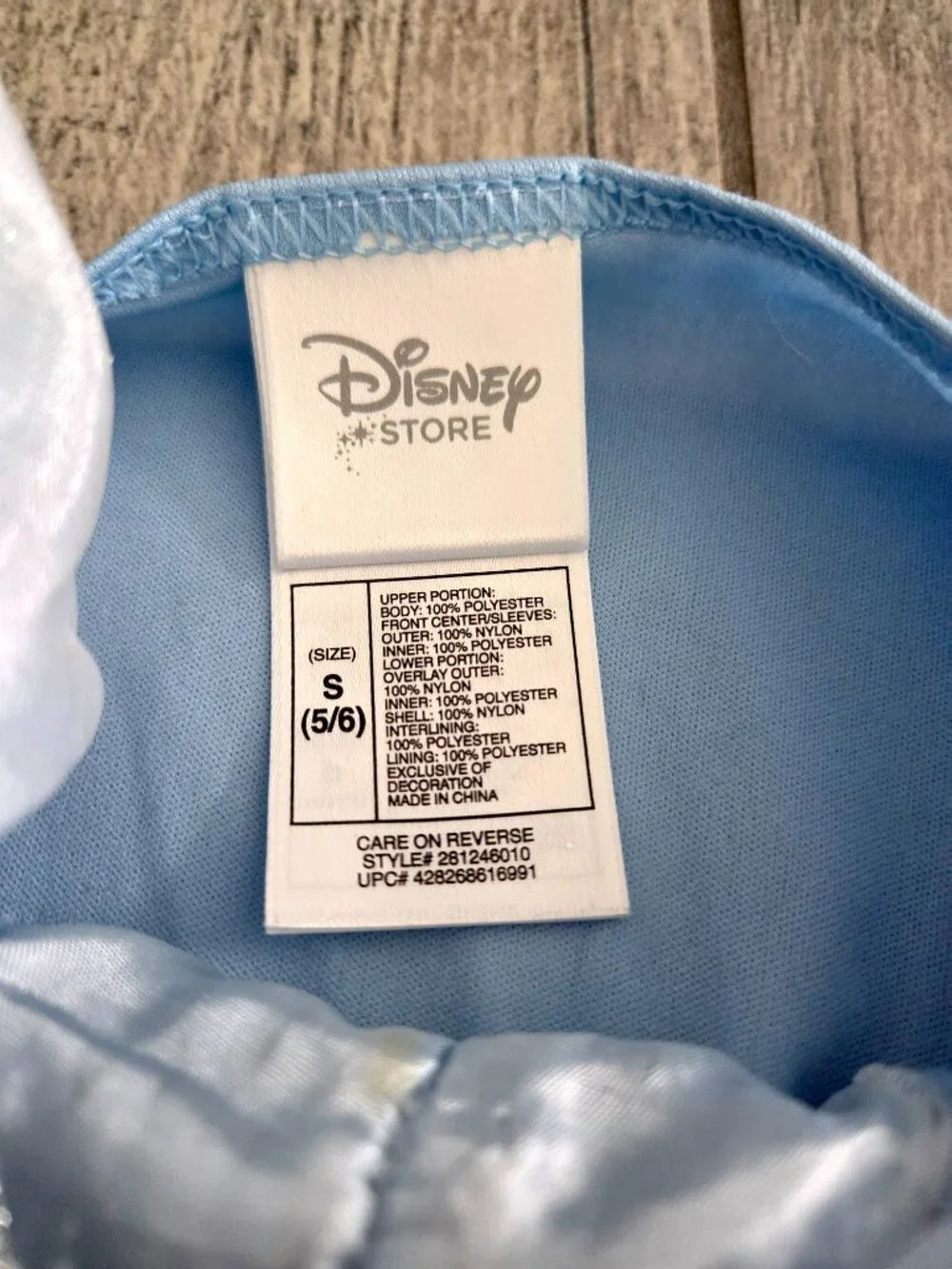 Disney Store Cinderella Princess Costume Dress Blue Sparkle Girls Size S 5/6